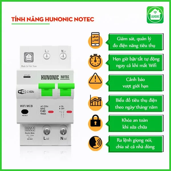 Aptomat Wifi Hunonic Notec đo năng lượng thông minh 4