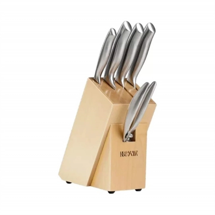 Bộ 6 món dao kéo bằng thép không gỉ kèm chân đế Huohou HU0014