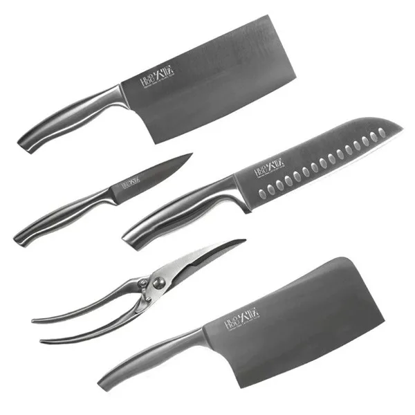 Bộ 6 món dao kéo bằng thép không gỉ kèm chân đế Huohou HU0014 4