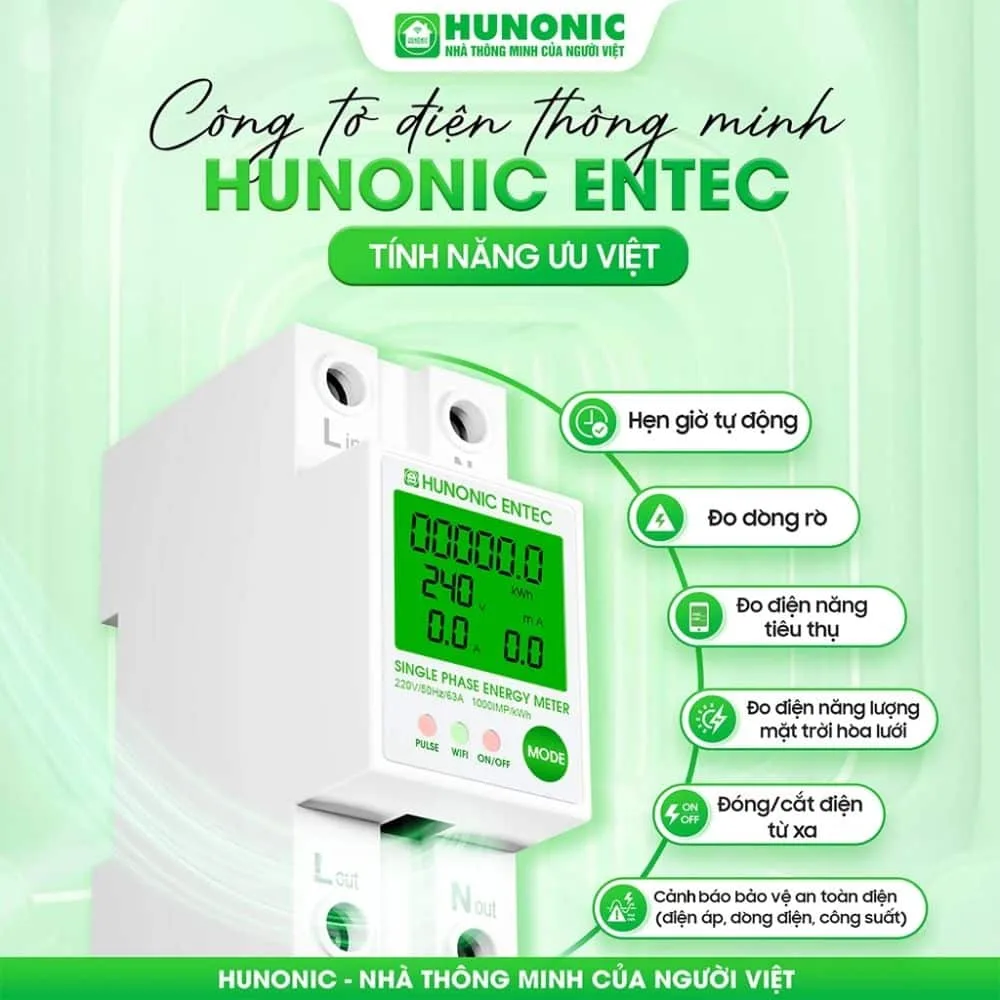 Bộ kiểm soát điện năng Wifi thông minh Hunonic Entec 2
