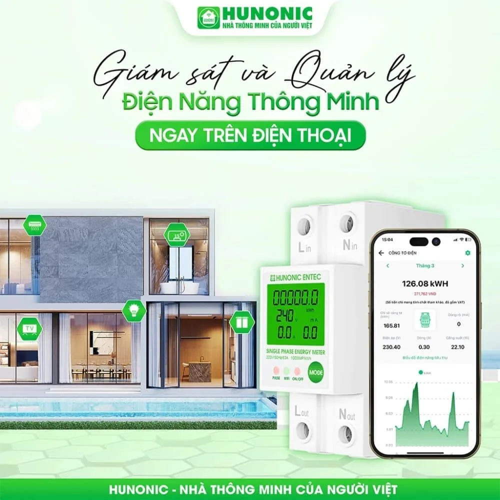Bộ kiểm soát điện năng Wifi thông minh Hunonic Entec 3