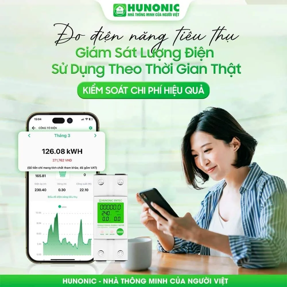 Bộ kiểm soát điện năng Wifi thông minh Hunonic Entec 5