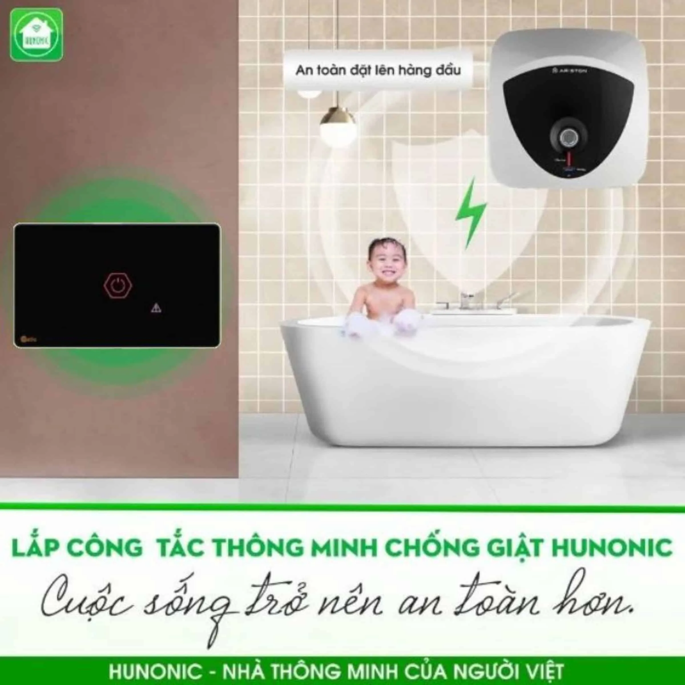 Công tắc chống giật wifi Hunonic Datic , công suất lớn 2