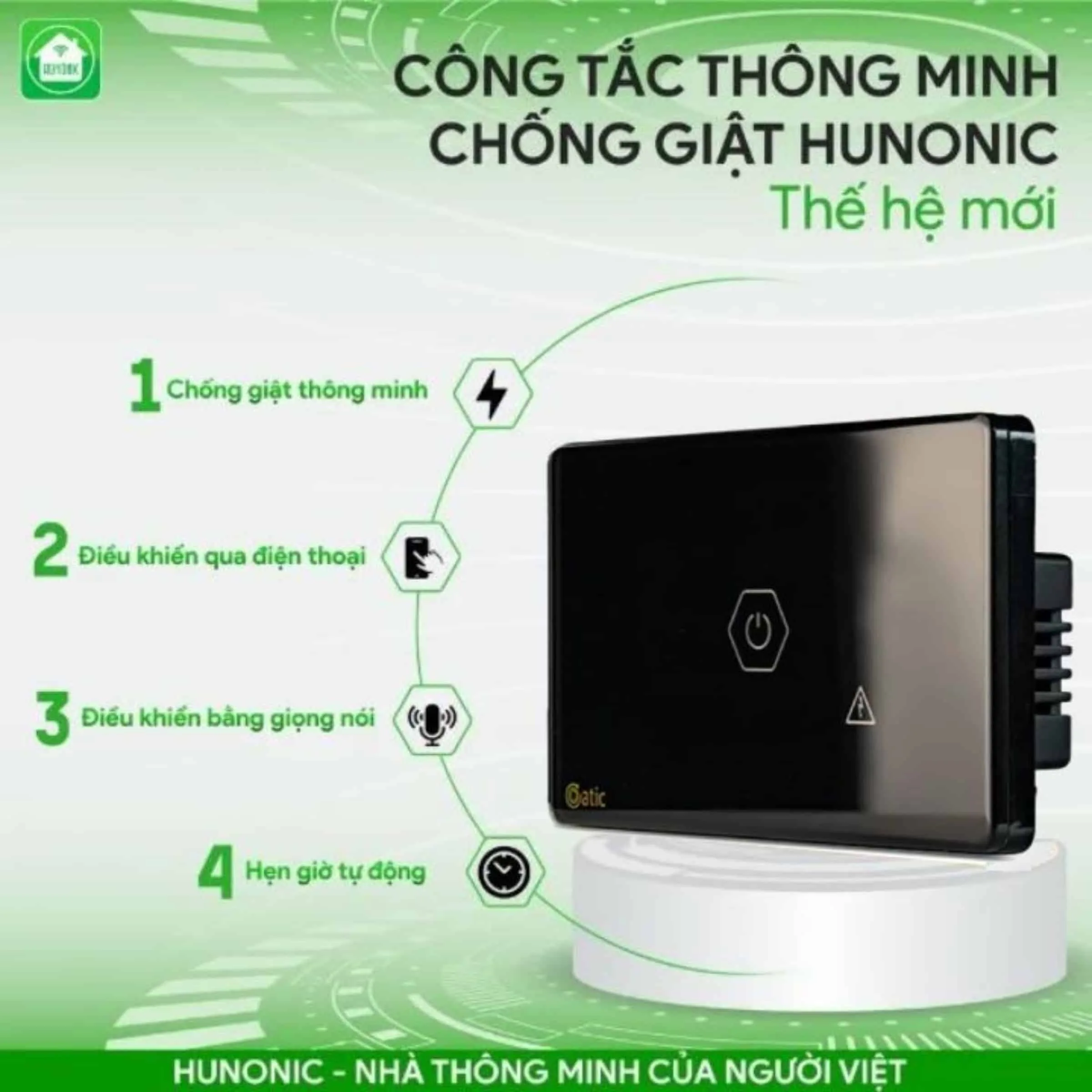 Công tắc chống giật wifi Hunonic Datic , công suất lớn 3