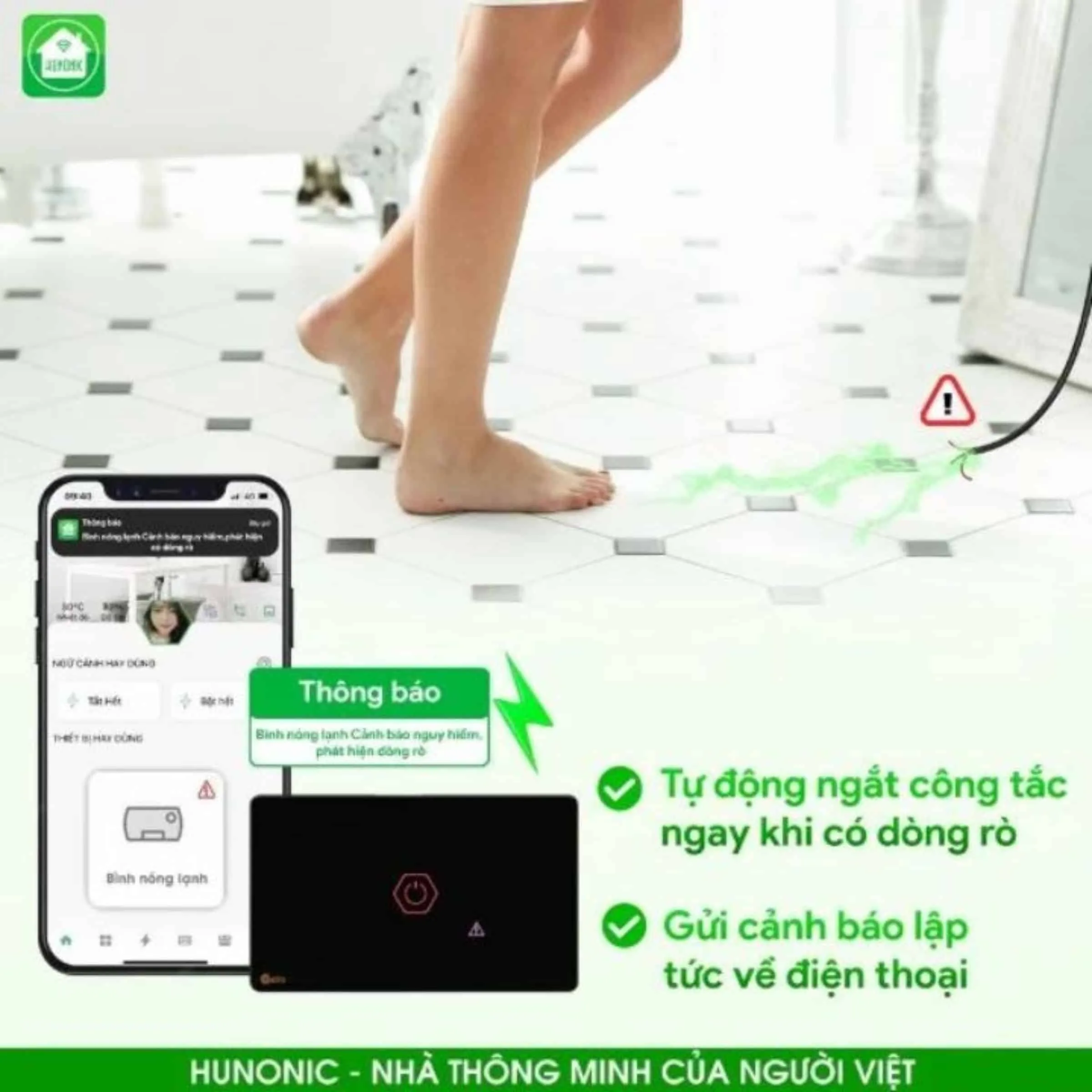 Công tắc chống giật wifi Hunonic Datic , công suất lớn 4