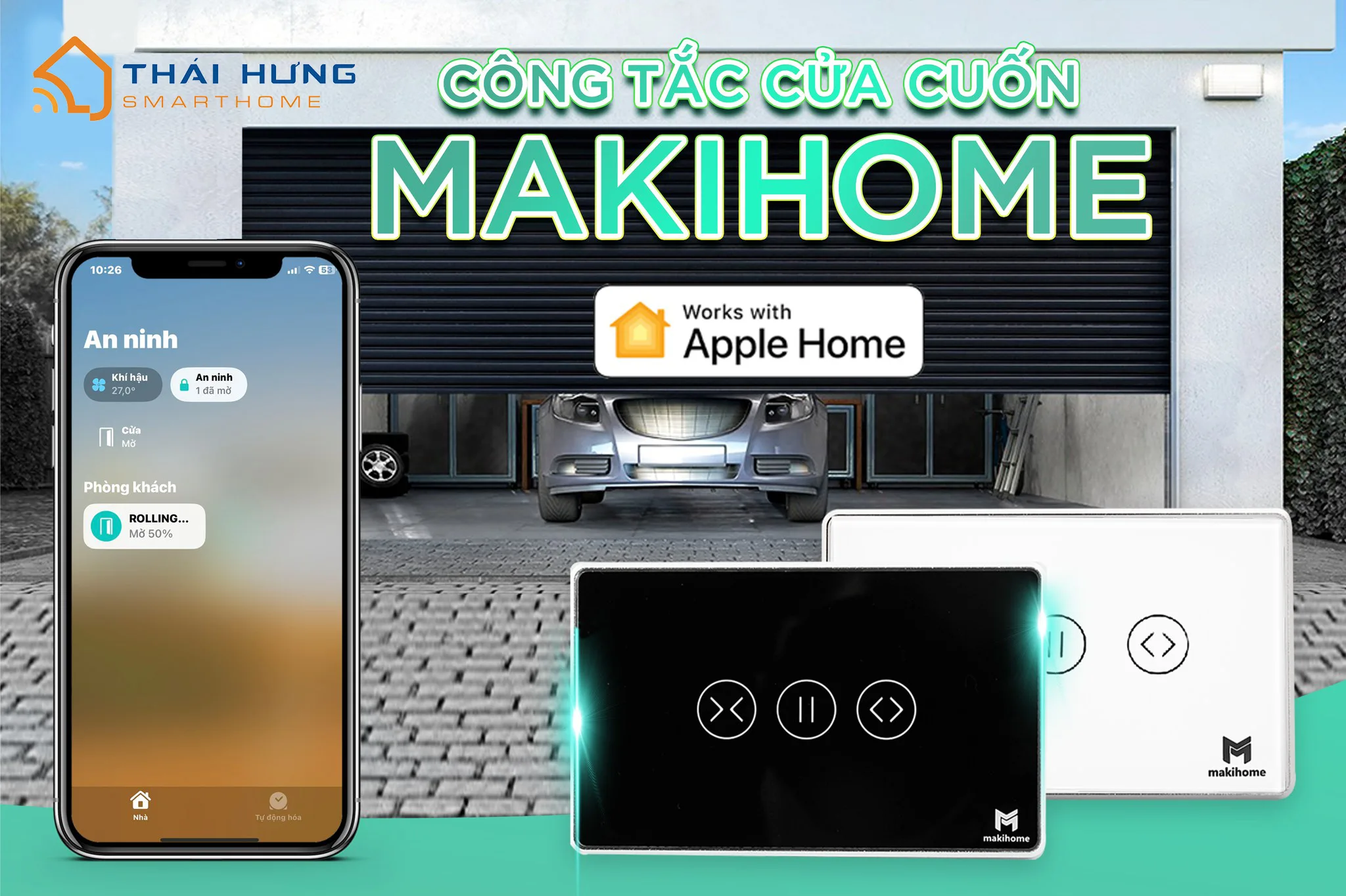 Công tắc cửa cuốn Homekit MakiHome 2