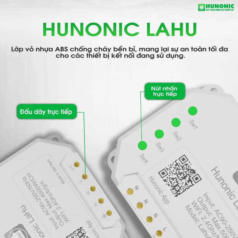 Công Tắc Thông Minh Hunonic Lahu 1 Kênh – Công Suất Lớn 4000W 4