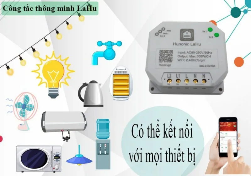 Công Tắc Thông Minh Hunonic Lahu 1 Kênh – Công Suất Lớn 4000W 5